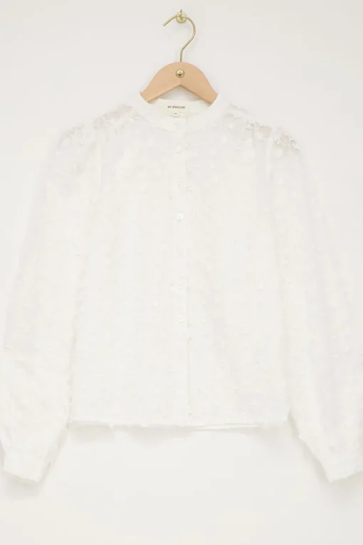 Witte Blouse Met All-over Embroidery