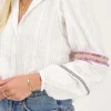 Witte Blouse Met Gekleurde Tapes En Pintuck