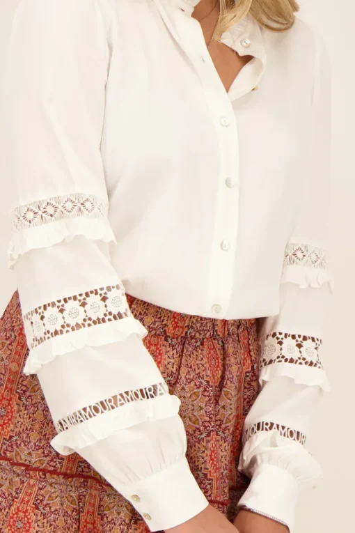 Witte Blouse Met Kanten Details