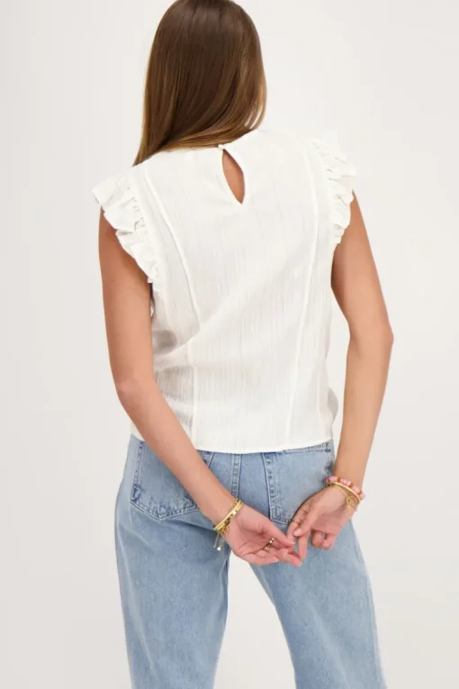 Witte Crinkle Top Met Ruffle