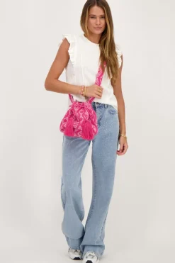 Witte Crinkle Top Met Ruffle
