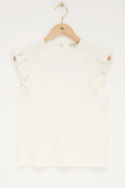 Witte Crinkle Top Met Ruffle