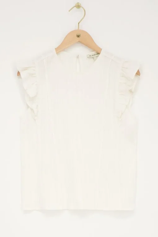 Witte Crinkle Top Met Ruffle