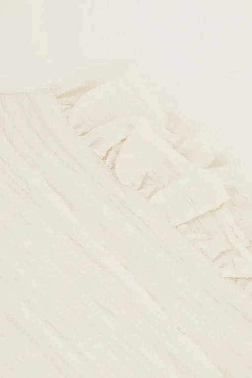 Witte Crinkle Top Met Ruffle