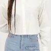 Witte Cropped Blouse Met Parels