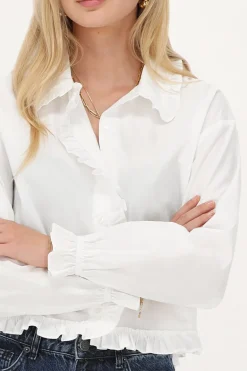 Witte Cropped Blouse Met Ruffles