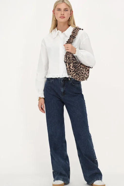Witte Cropped Blouse Met Ruffles