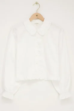 Witte Cropped Blouse Met Ruffles