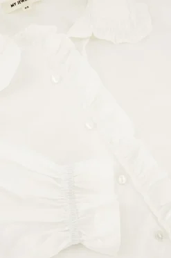 Witte Cropped Blouse Met Ruffles