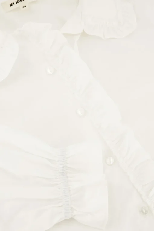 Witte Cropped Blouse Met Ruffles