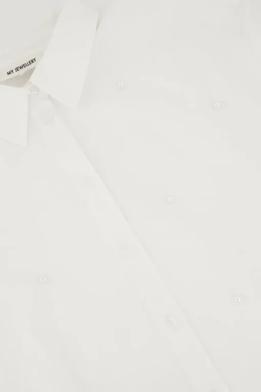 Witte Cropped Blouse Met Parels