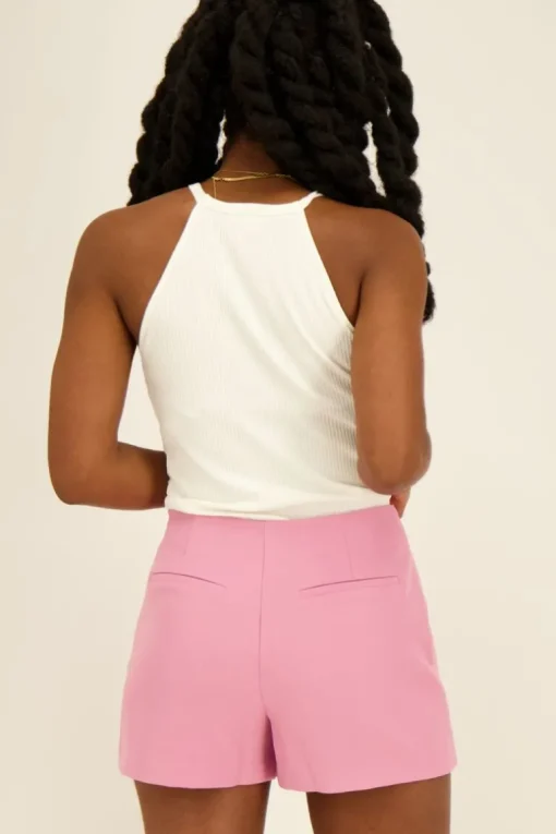 Witte Halter Top Met Rib Structuur