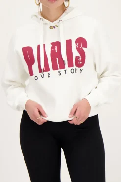 Witte Hoodie Paris Love Story