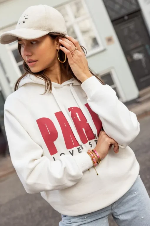 Witte Hoodie Paris Love Story