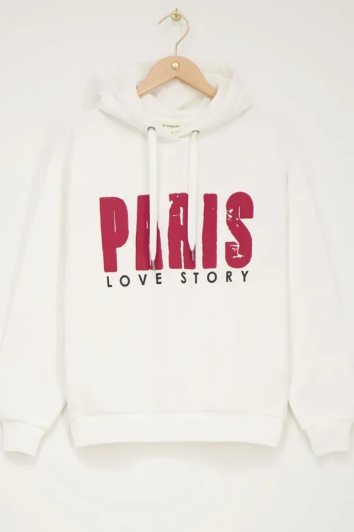 Witte Hoodie Paris Love Story