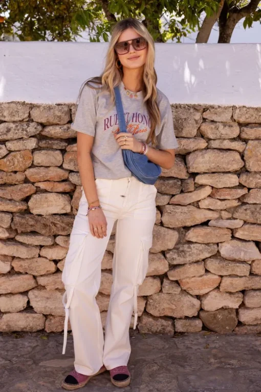 Witte Jeans Met Cargo Zakken