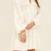 Witte Jurk Met Embroidery Mouwen