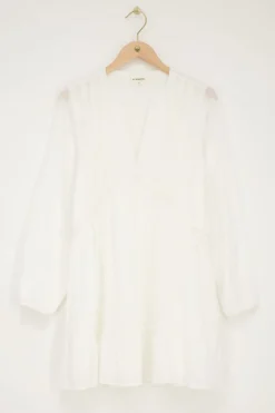 Witte Jurk Met V-hals En Tapes