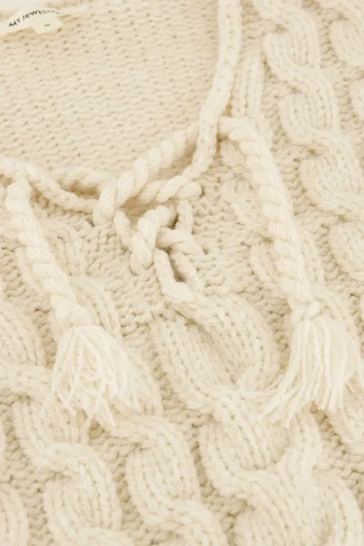 Witte Kabeltrui Met Trekkoord