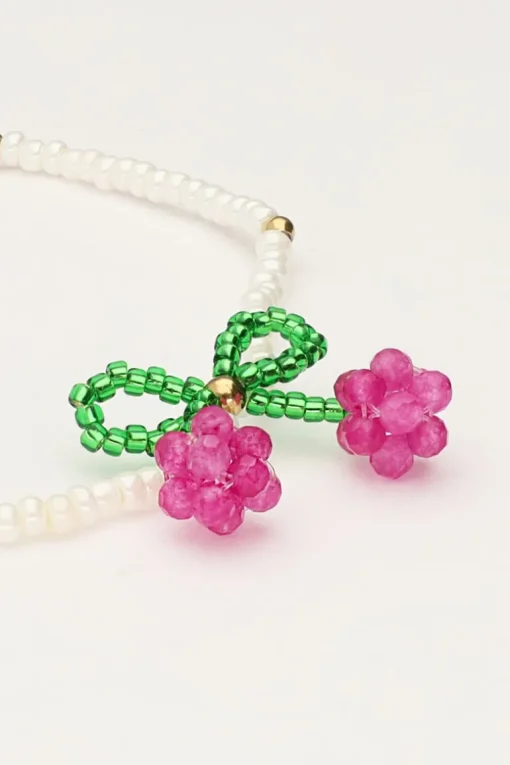 Witte Kralen Armband Met Kers