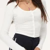 Witte Longsleeve Top Met Kleine Knopen