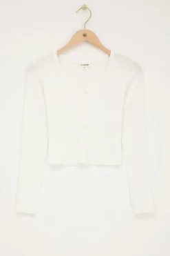 Witte Longsleeve Top Met Kleine Knopen