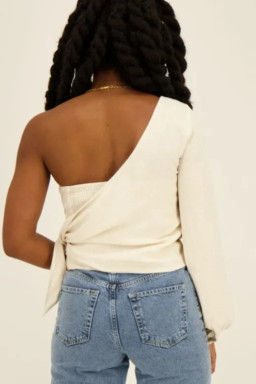 Witte One Shoulder Corset Top Linnenlook