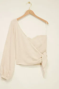 Witte One Shoulder Corset Top Linnenlook