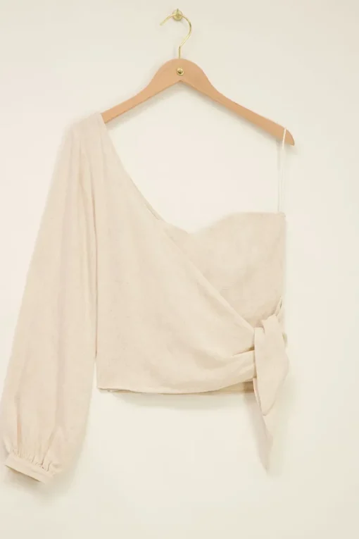 Witte One Shoulder Corset Top Linnenlook