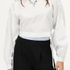Witte Poplin Blouse Met Strikjes