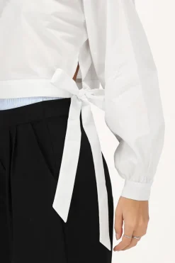 Witte Poplin Blouse Met Strikjes