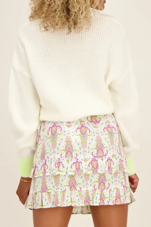 Witte Rok Met Gekleurde Boho Print