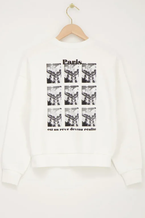 Witte Sweater Met Paris Backprint