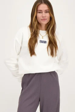 Witte Sweater Paris Met Bloemen