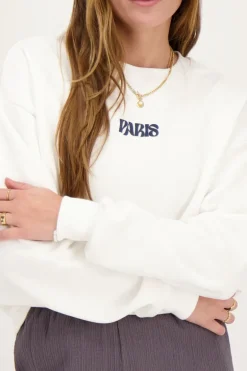Witte Sweater Paris Met Bloemen