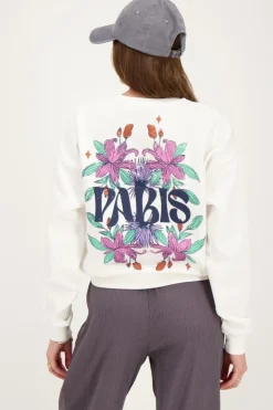 Witte Sweater Paris Met Bloemen