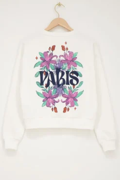Witte Sweater Paris Met Bloemen