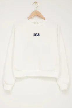 Witte Sweater Paris Met Bloemen