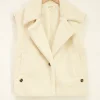 Witte Teddy Gilet Met Knopen