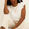 Witte Top Met Kant & Ruffle Mouw