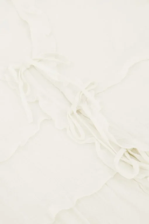 Witte Top Met Koordjes En Flared Mouwen