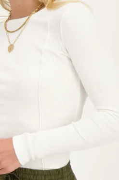 Witte Top Met Rib En Babylock