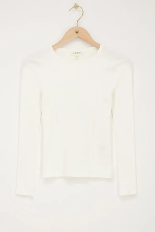 Witte Top Met Rib En Babylock