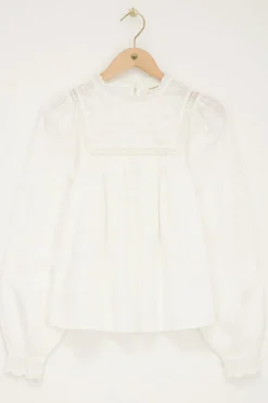 Witte Top Met Tapes En Embroidery