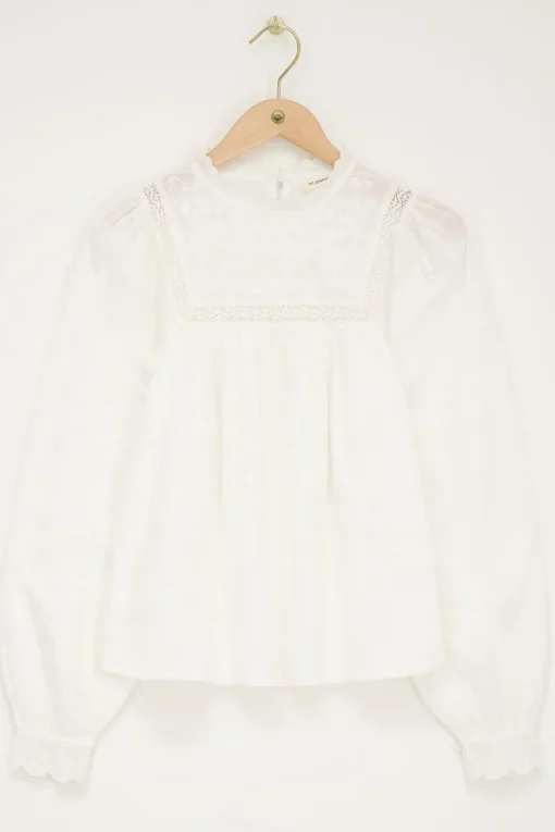 Witte Top Met Tapes En Embroidery