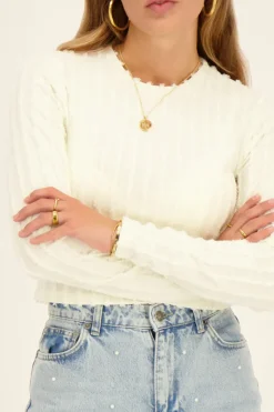 Witte Top Met Terry Strepen