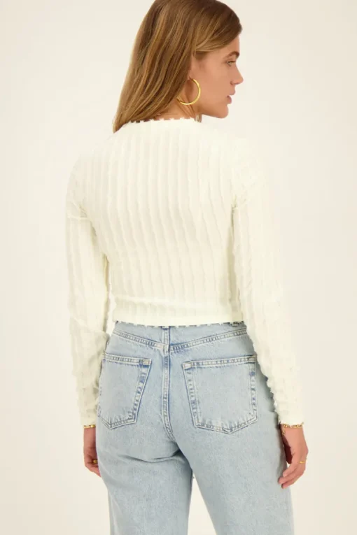 Witte Top Met Terry Strepen