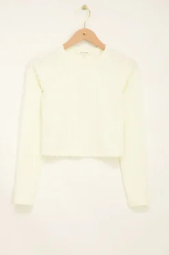 Witte Top Met Terry Strepen
