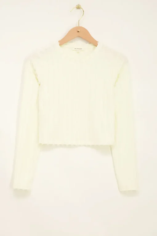 Witte Top Met Terry Strepen