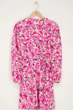 Witte Wikkeljurk Met Roze Bloemenprint